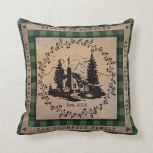 Green Buffalo Check Rustic Cabin Gepersonaliseerd Kussen