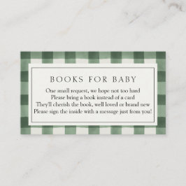 Green Buffalo Plaid Boeken voor Baby Behuizing Informatiekaartje