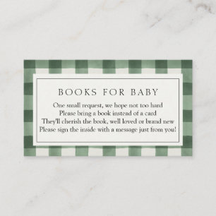Green Buffalo Plaid Boeken voor Baby Behuizing Informatiekaartje