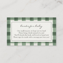 Green Buffalo Plaid Boeken voor Baby Behuizing Informatiekaartje