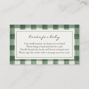 Green Buffalo Plaid Boeken voor Baby Behuizing Informatiekaartje