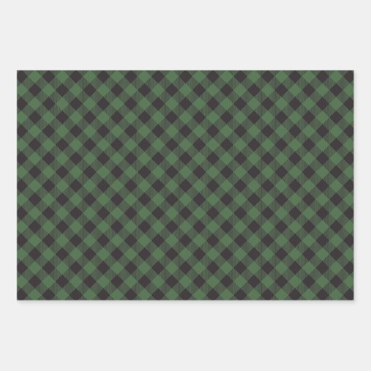 Green Buffalo Plaid Checkered Inpakpapier Vel (Voorkant 3)