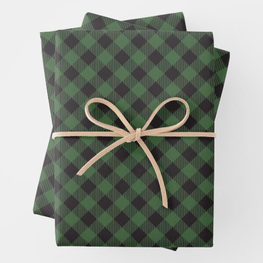 Green Buffalo Plaid Checkered Inpakpapier Vel (In situ)