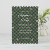 Green Buffalo Plaid Christmas Party Kaart (Staand voorkant)