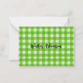 Green Buffalo Plaid - Gingham Check Naam Rand Notitiekaartje (Achterkant)