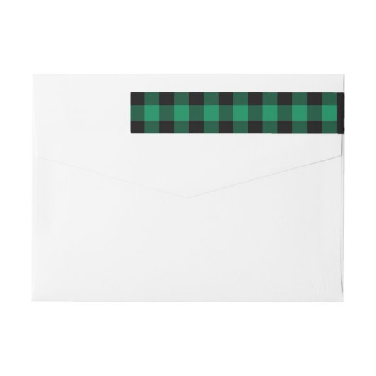 Green Buffalo Plaid Holiday Return Address (Achterkant)