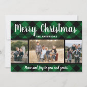 Green Buffalo Plaid Kerstkaart Kaart (Voorkant)
