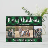 Green Buffalo Plaid Kerstkaart Kaart (Staand voorkant)