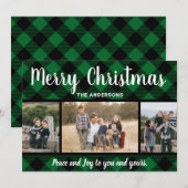 Green Buffalo Plaid Kerstkaart Kaart (Voorkant / Achterkant)