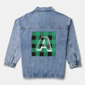 Green Buffalo Plaid Patroon Monogrammed Denim Jacket (Achterkant)