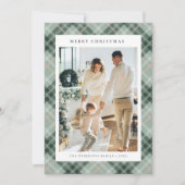 Green Buffalo Plaid Photo collage Christmas Feestdagenkaart (Voorkant)