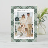 Green Buffalo Plaid Photo collage Christmas Feestdagenkaart (Staand voorkant)