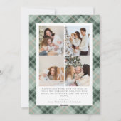 Green Buffalo Plaid Photo collage Christmas Feestdagenkaart (Achterkant)