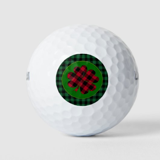 Green buffalo plaid Shamrock, Lucky Clover Charm Golfballen (Voorkant)