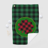 Green buffalo plaid Shamrock, Lucky Clover Charm Golfhanddoek (Insitu)