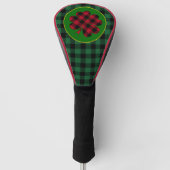 Green buffalo plaid Shamrock, Lucky Clover Charm Golfheadcover (Voorkant)