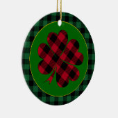Green buffalo plaid Shamrock, Lucky Clover Charm Keramisch Ornament (Rechts)
