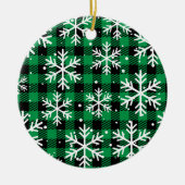 Green Buffalo Plaid Snowflake Keramisch Ornament (Voorkant)