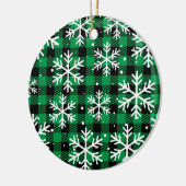Green Buffalo Plaid Snowflake Keramisch Ornament (Links)