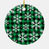 Green Buffalo Plaid Snowflake Keramisch Ornament (Achterkant)