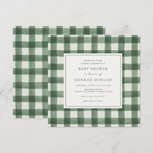 Green Buffalo Play Baby shower Invitation Kaart (Voorkant / Achterkant)
