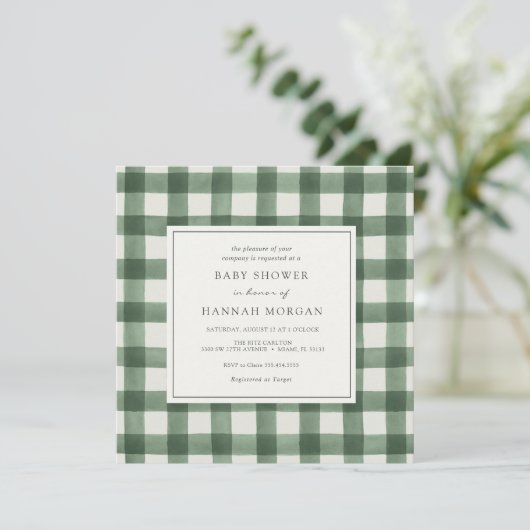 Green Buffalo Play Baby shower Invitation Kaart (Staand voorkant)