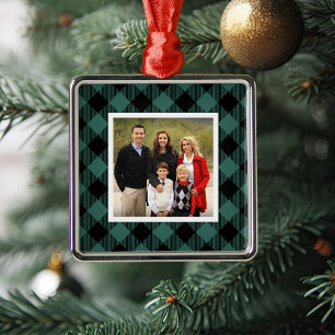 Green Buffalo Play Holiday Foto Metalen Ornament