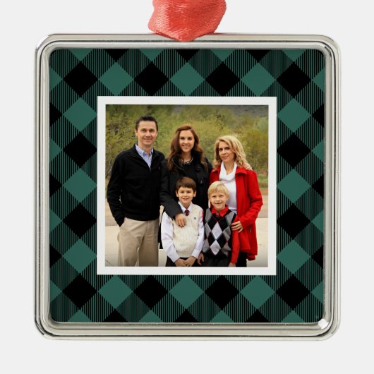 Green Buffalo Play Holiday Foto Metalen Ornament (Voorkant)
