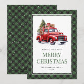 Green Buffalo Plays Waterverf Rood kerstfeest Feestdagenkaart (Voorkant / Achterkant)