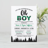 Green Buffalo Pset Baby shower Invitation Oh Boy Kaart (Staand voorkant)