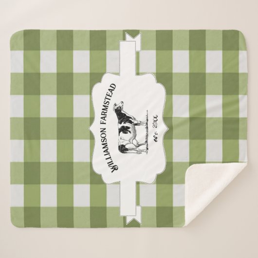 Green Buffalo Pset Boerderij Koe Sherpa Blanket Sherpa Deken (Voorkant (horizontaal))