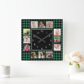 Green Buffalo Pset Creëer Uw Ewn Photo Collage Vierkante Klok (Huis)