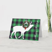 Green Buffalo Pset Elk Silhouette Holiday Wreath Feestdagen Kaart (Voorkant)