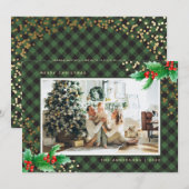 Green Buffalo Pset Holly-fotokerstkaarten Feestdagenkaart (Voorkant / Achterkant)