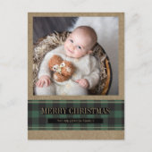 Green Buffalo Pset op Kraft Merry-kerstfoto Briefkaart (Voorkant)