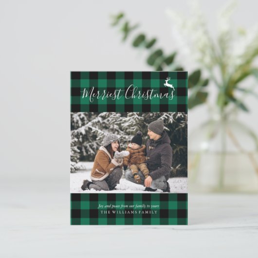 Green Buffalo Pset Pattern Feestdagenkaart (Staand voorkant)