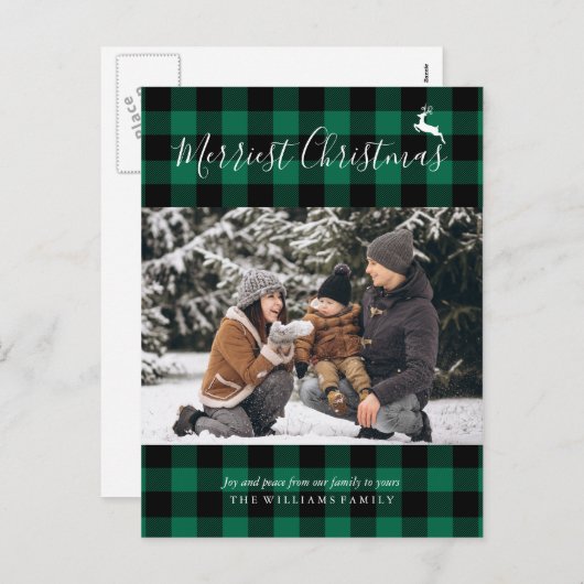 Green Buffalo Pset Pattern Feestdagenkaart (Voorkant / Achterkant)