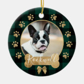 Green Buffalo Pset Pattern Gold Bow Family Foto Keramisch Ornament (Voorkant)