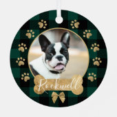 Green Buffalo Pset Pattern Gold Bow Family Foto Metalen Ornament (Achterkant)
