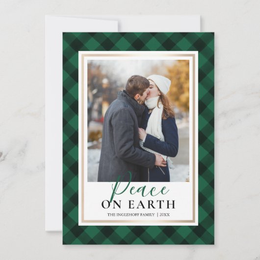 Green Buffalo Pset Peace on Earth Foto Feestdagenkaart (Voorkant)
