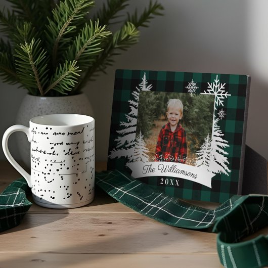 Green Buffalo Pset Rustic Pine Tree Familie Foto Fotoplaat