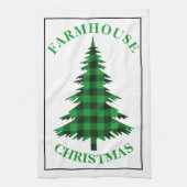 Green Buffalo Pset Tree Farmhouse kerst Theedoek (Verticaal)