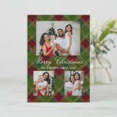 Green Buffalo Red Plaid Christmas 4 Fotocollage Feestdagenkaart (Staand voorkant)