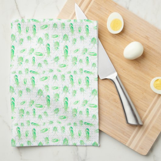 Green Bug Tea Towel Theedoek (Quarter Fold)