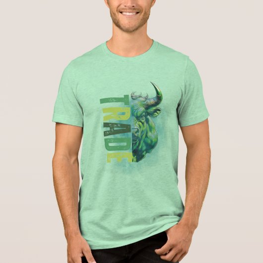 Green bull | Trade Design Tri-Blend Shirt (Voorkant)