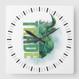 Green bull | Trade Design Vierkante Klok
