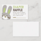 Green Bunny Diaper Raffle Ticket Informatiekaartje (Voorkant / Achterkant)
