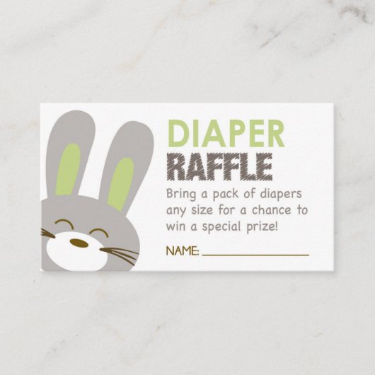 Green Bunny Diaper Raffle Ticket Informatiekaartje (Voorkant)