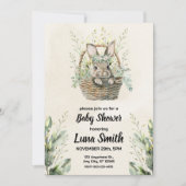 Green Bunny Rabbit Baby shower Kaart (Voorkant)