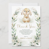 Green Bunny Rabbit Neutral Baby shower Bedankkaart (Voorkant)
